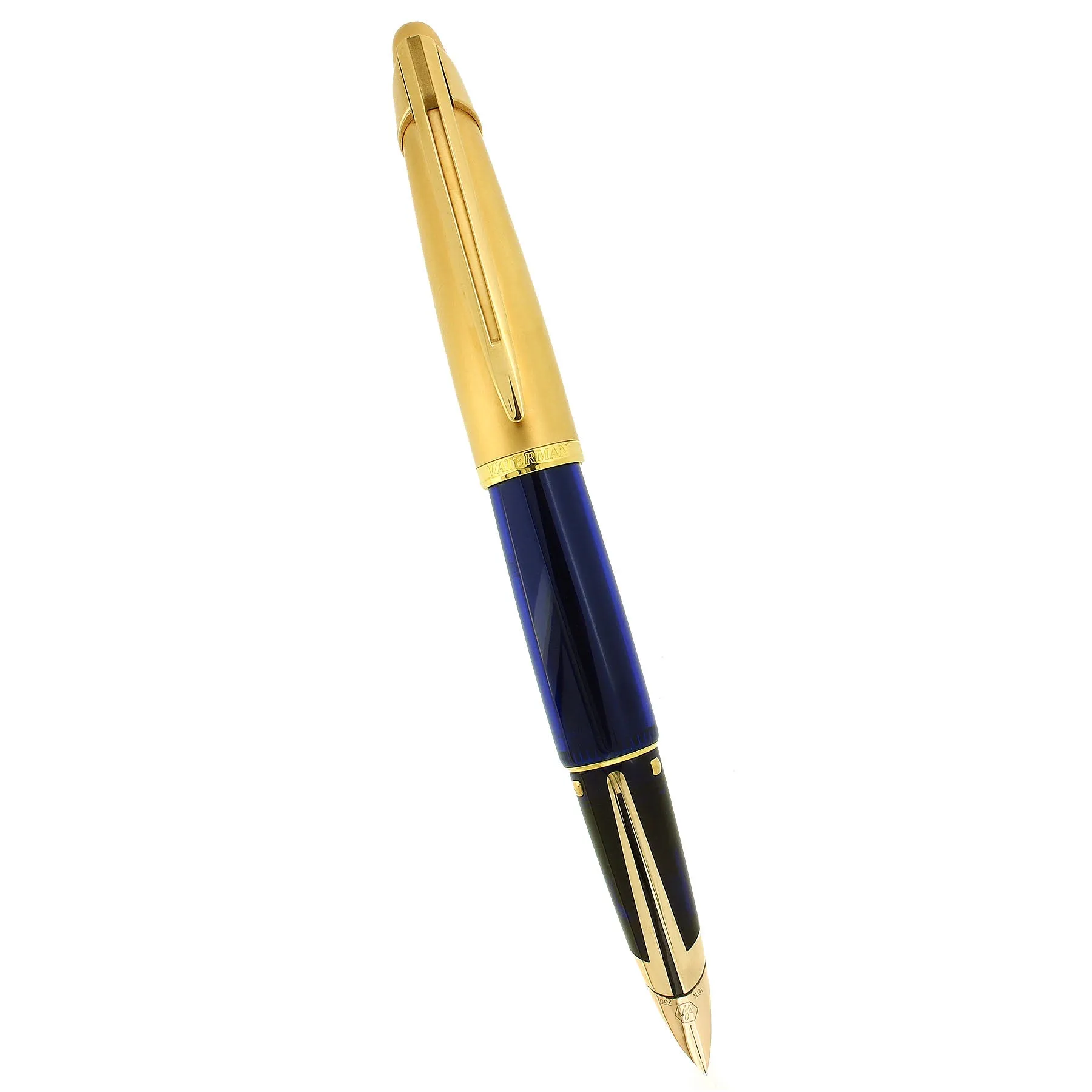 1990S WATERMAN EDSON SAPPHIRE BLUE 18K FINE NIB FOUNTAIN PEN NEAR MINT CONDITION