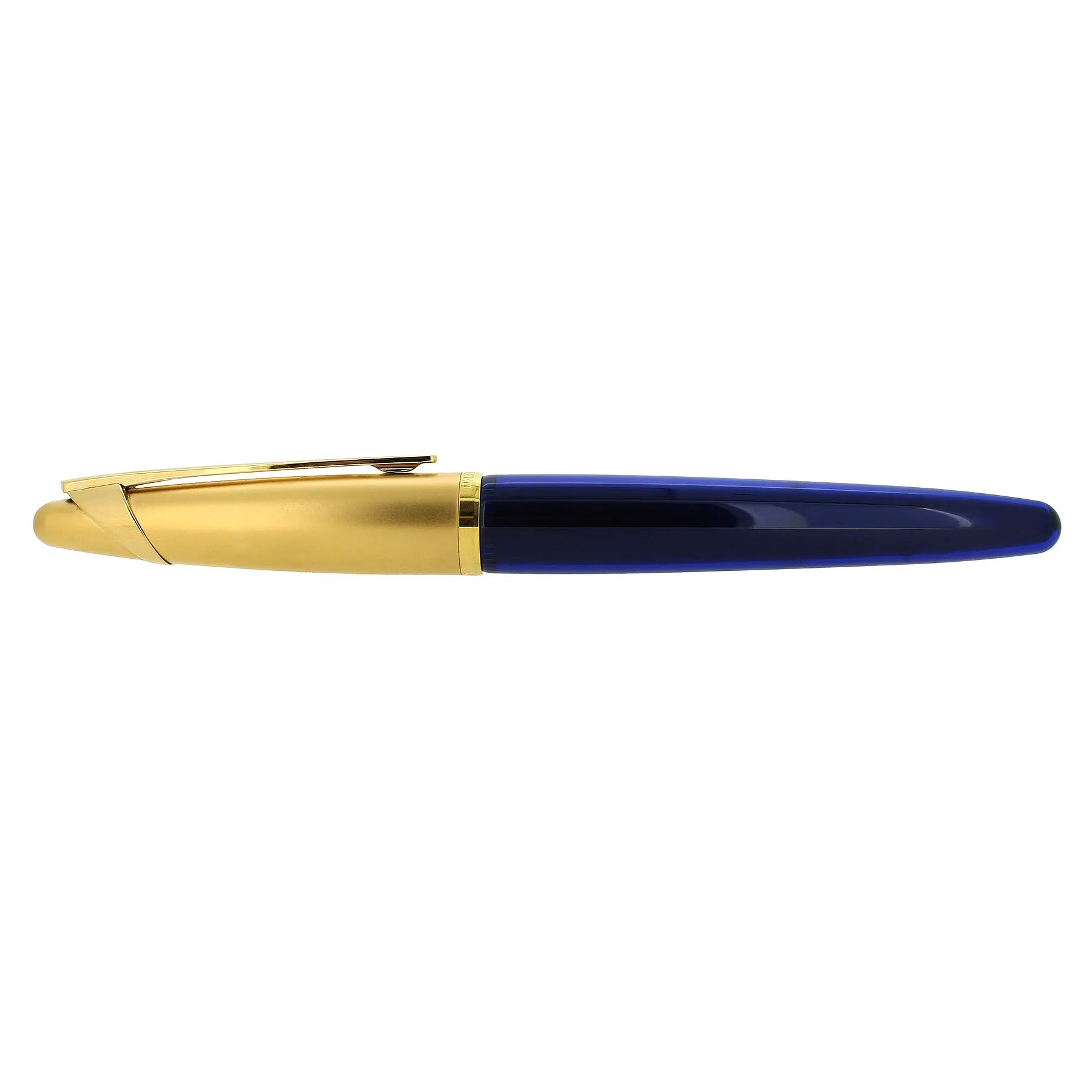 1990S WATERMAN EDSON SAPPHIRE BLUE 18K FINE NIB FOUNTAIN PEN NEAR MINT CONDITION