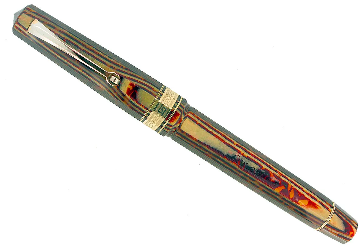 1997 OMAS EXTRA PARAGON ARCO BRONZE CELLULOID FOUNTAIN PEN IN BOX NEVER INKED