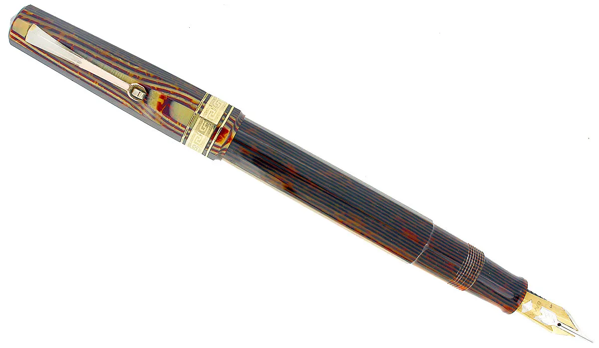 1997 OMAS EXTRA PARAGON ARCO BRONZE CELLULOID FOUNTAIN PEN IN BOX NEVER INKED