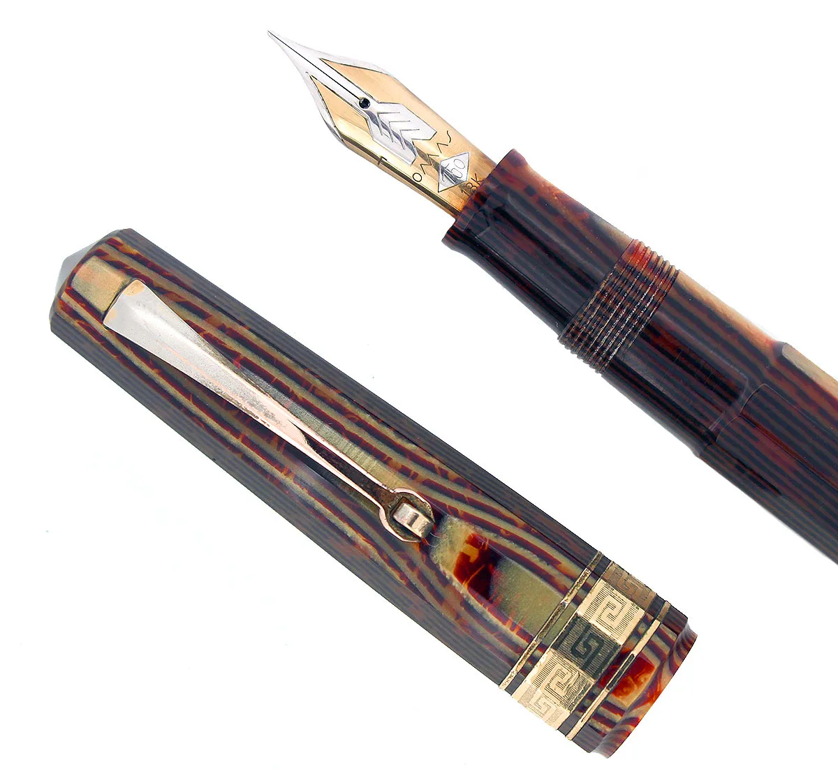 1997 OMAS EXTRA PARAGON ARCO BRONZE CELLULOID FOUNTAIN PEN IN BOX NEVER INKED
