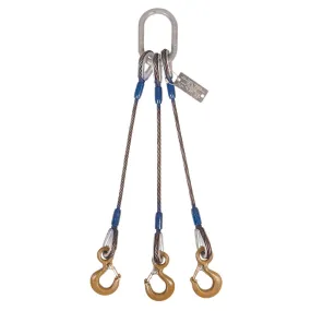 1" x 14' 3-Leg Wire Rope Bridle Sling with Crosby Eye Hooks | Domestic
