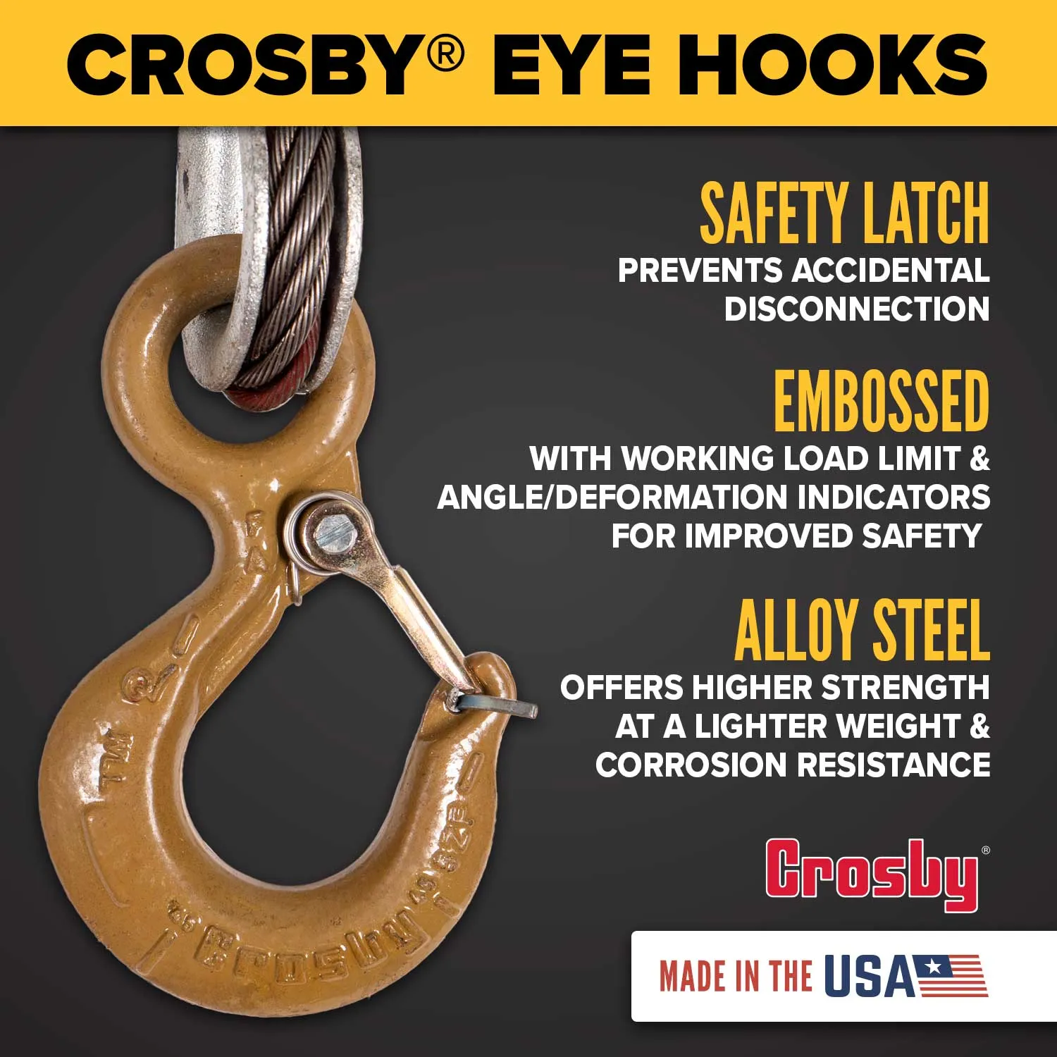 1" x 14' 3-Leg Wire Rope Bridle Sling with Crosby Eye Hooks | Domestic