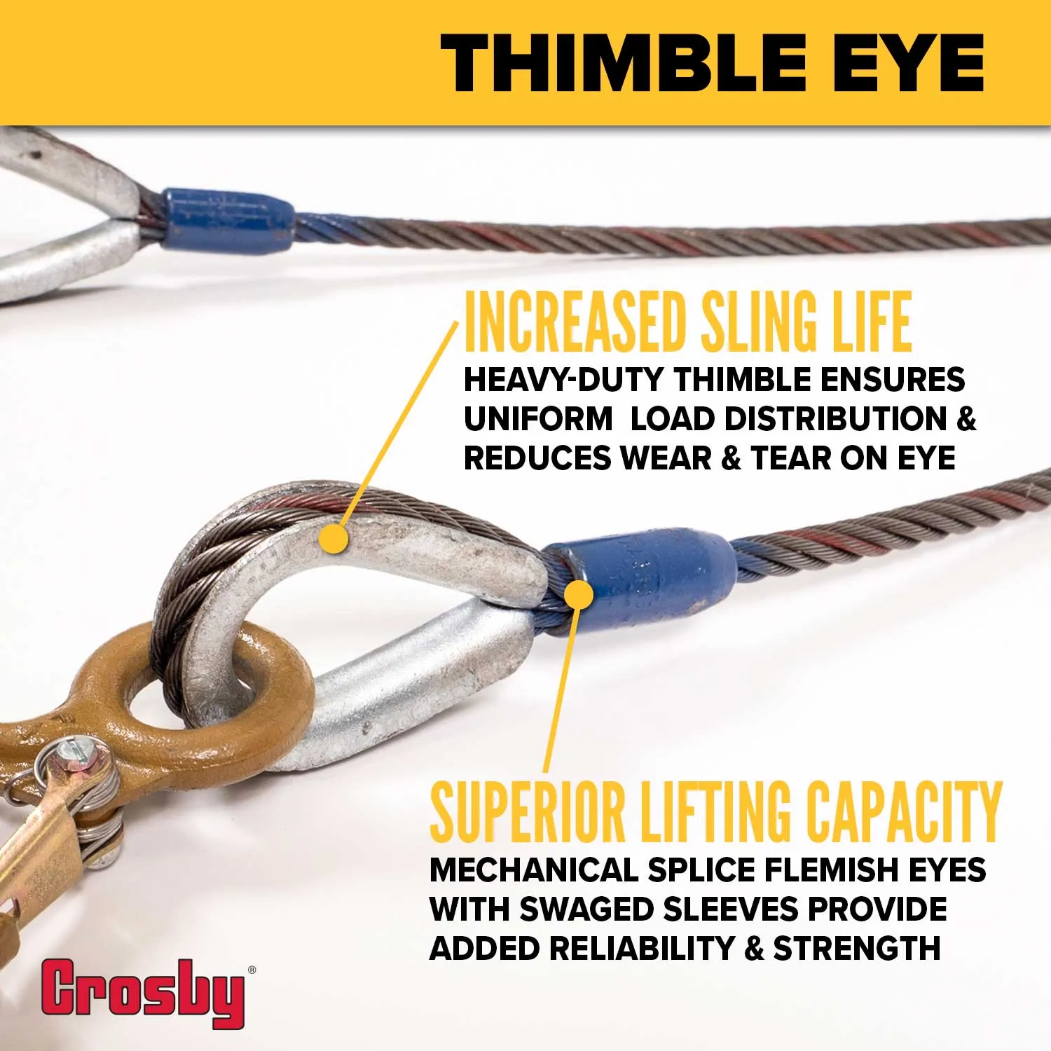 1" x 14' 3-Leg Wire Rope Bridle Sling with Crosby Eye Hooks | Domestic