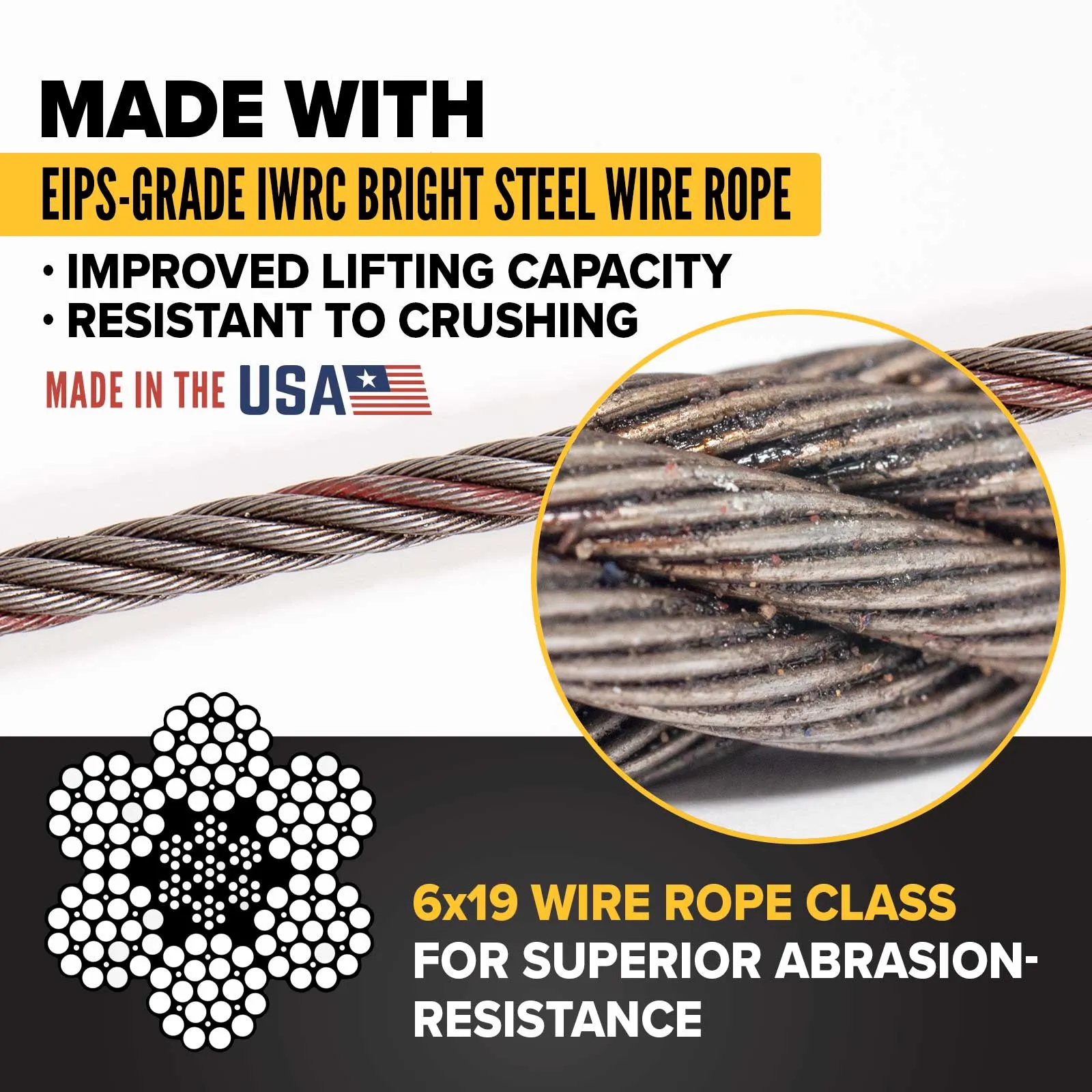 1" x 6' 3-Leg Wire Rope Bridle Sling with Crosby Eye Hooks | Domestic