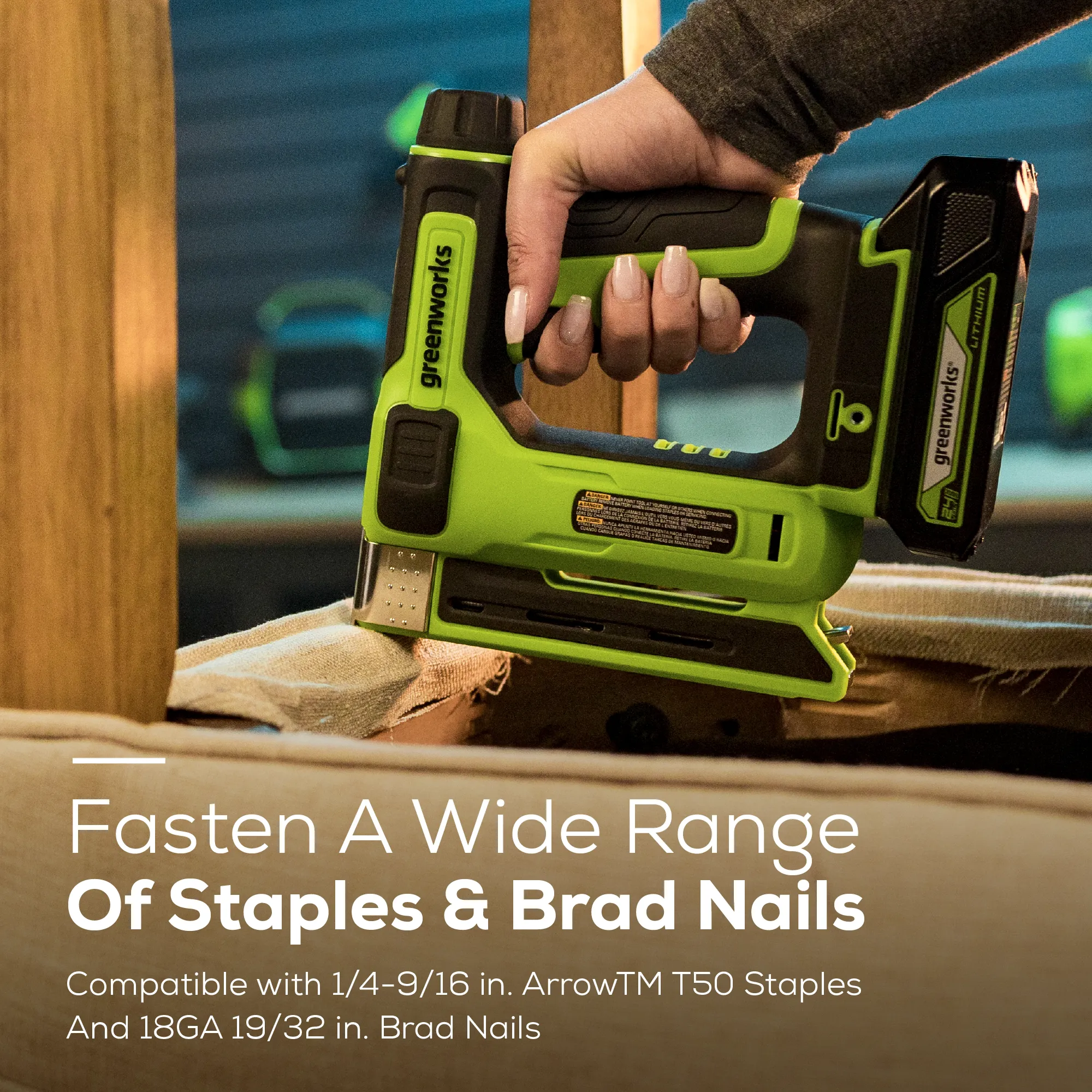 24V 3/8" Crown Stapler, Cordless Narrow Nail Stapler (Tool Only)