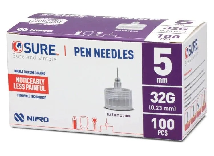 4Sure Pen Needles 32G - Choose from 4mm/5mm/6mm