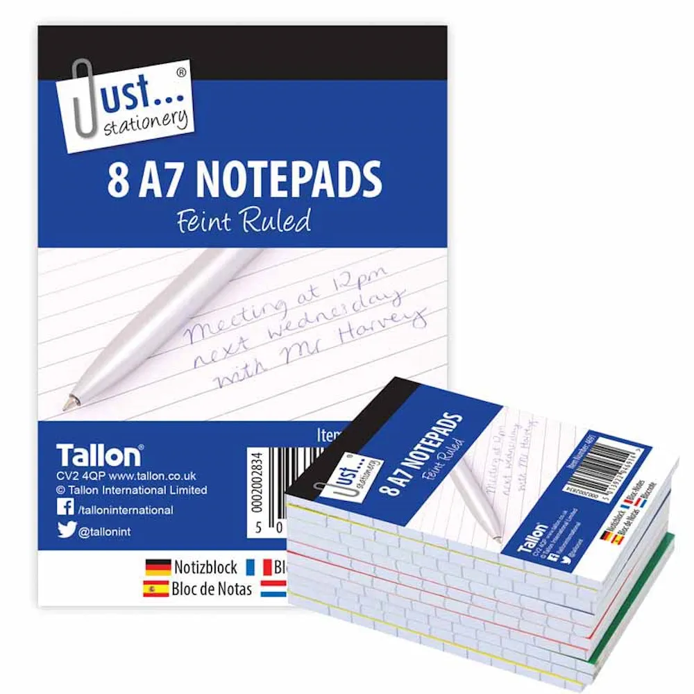 A7 Lined Notebooks - 8 Pack Compact Portable Stationery Writing Journal