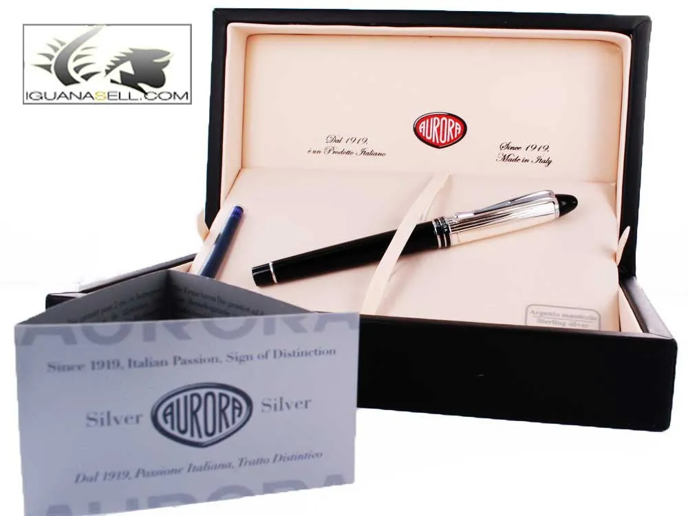 Aurora Ipsilon Fountain Pen Sterling & Black Medium