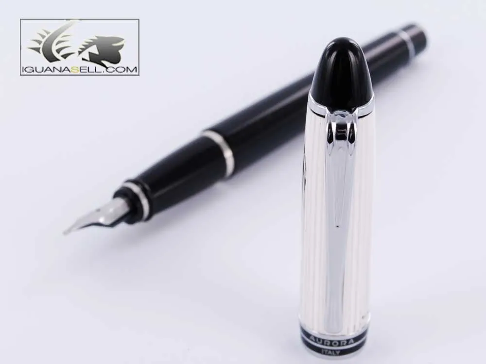 Aurora Ipsilon Fountain Pen Sterling & Black Medium