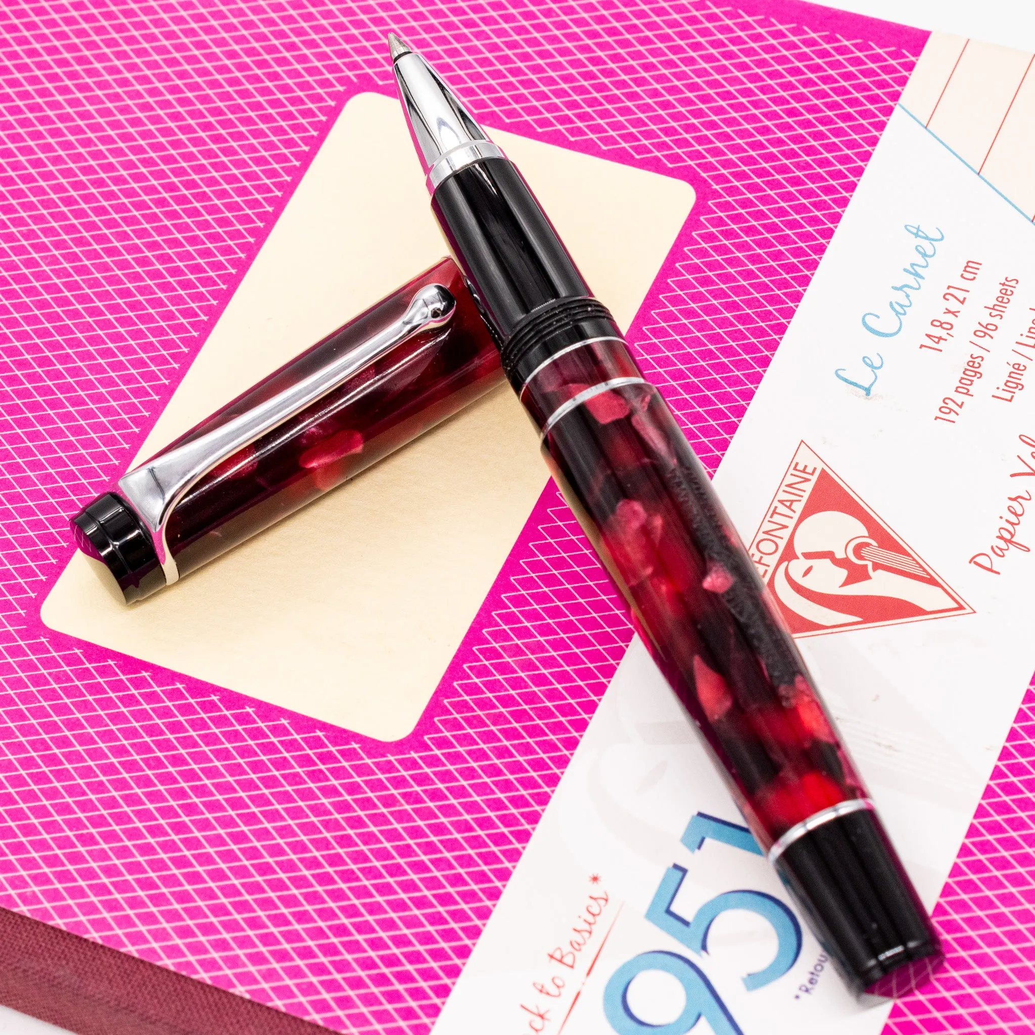 Aurora Optima Burgundy & Chrome Rollerball Pen