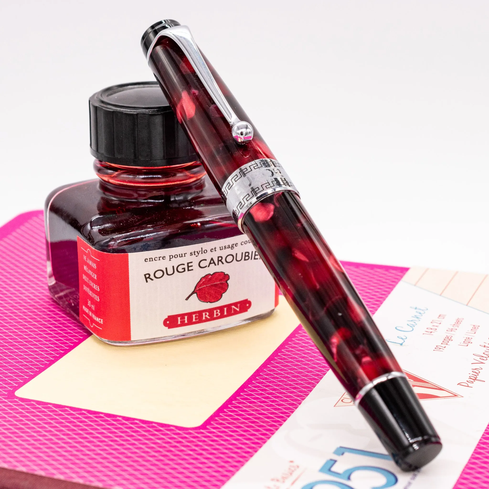 Aurora Optima Burgundy & Chrome Rollerball Pen