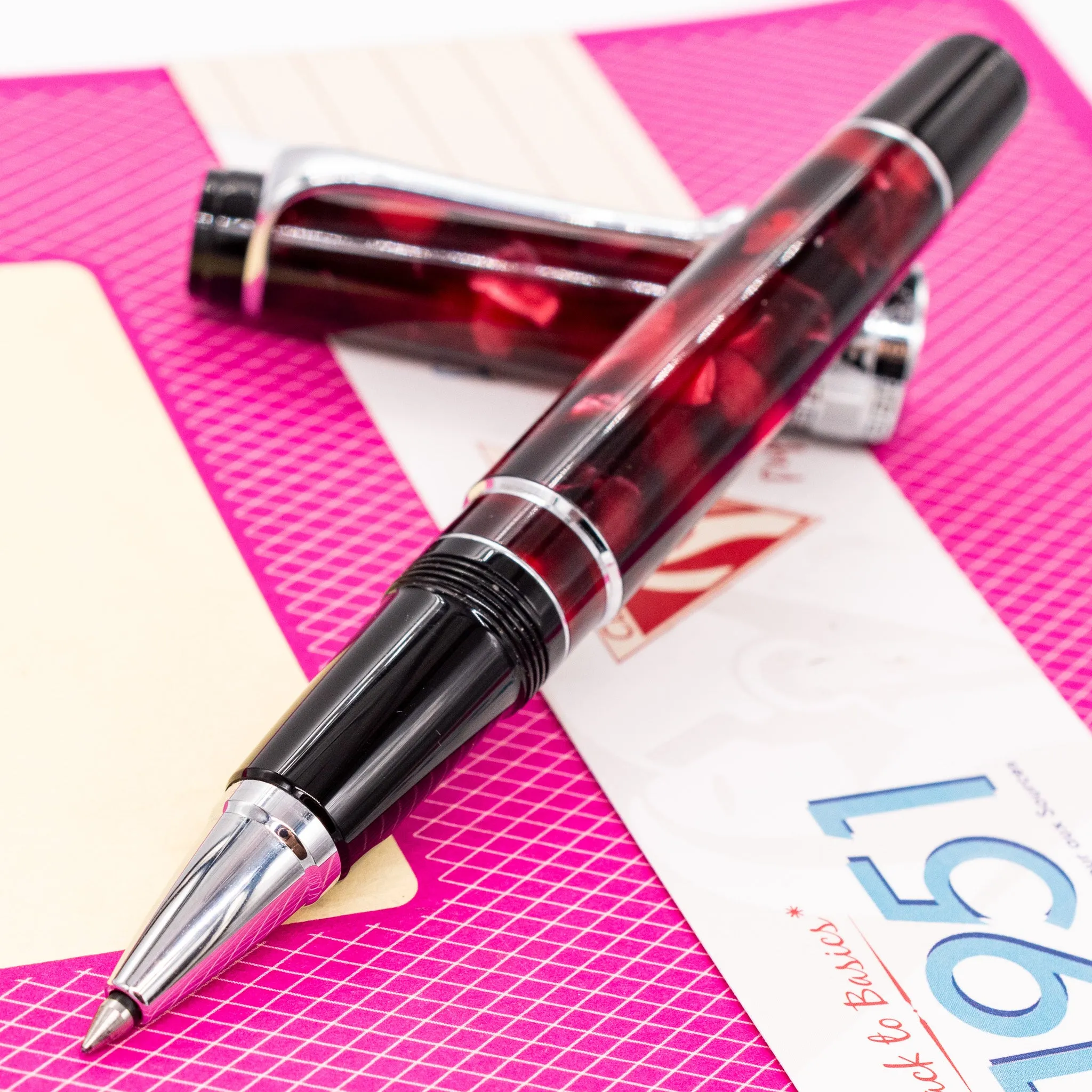 Aurora Optima Burgundy & Chrome Rollerball Pen