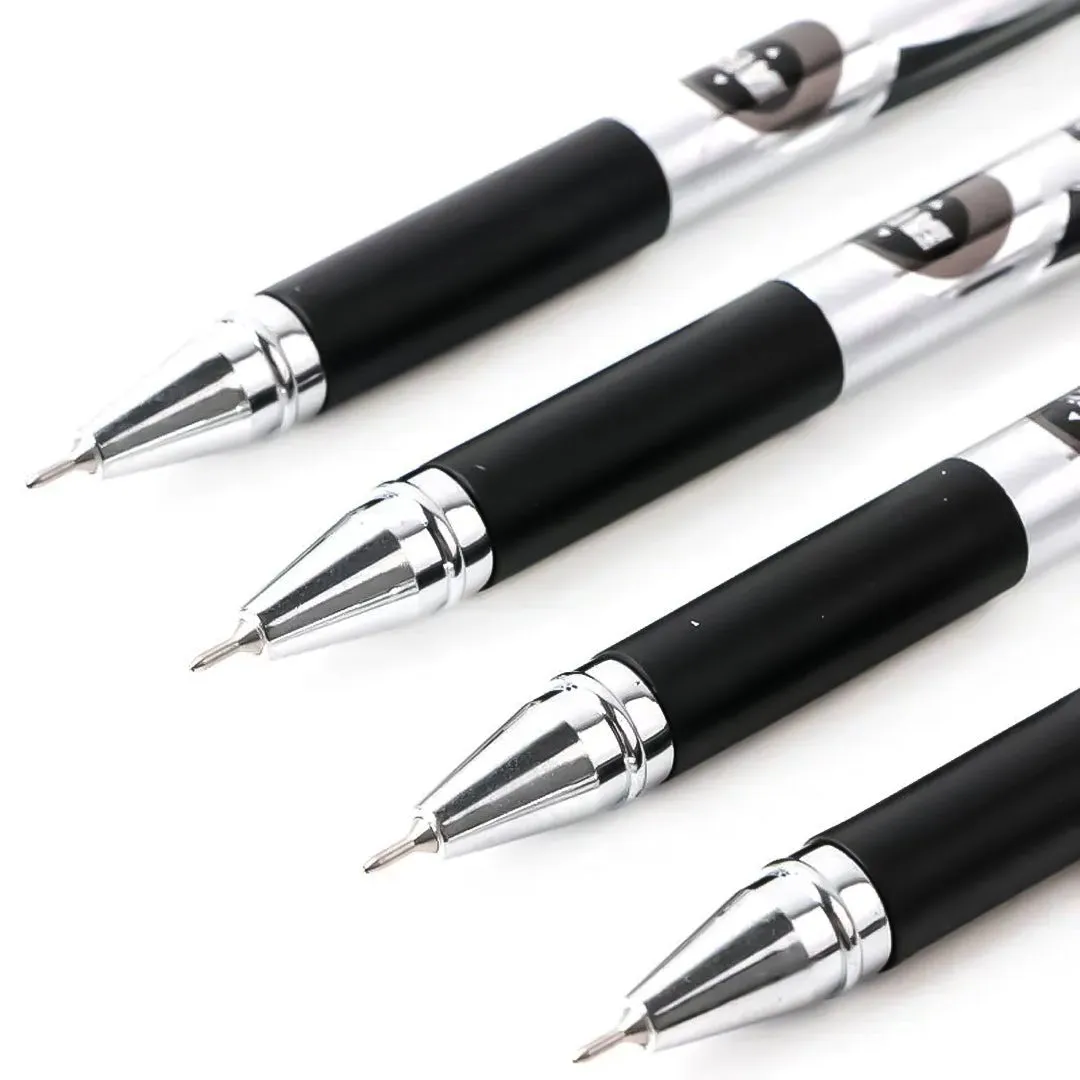 Baoke Elite Silver Body Black Ink Gel Pen-Pack Of 6