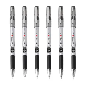 Baoke Elite Silver Body Black Ink Gel Pen-Pack Of 6
