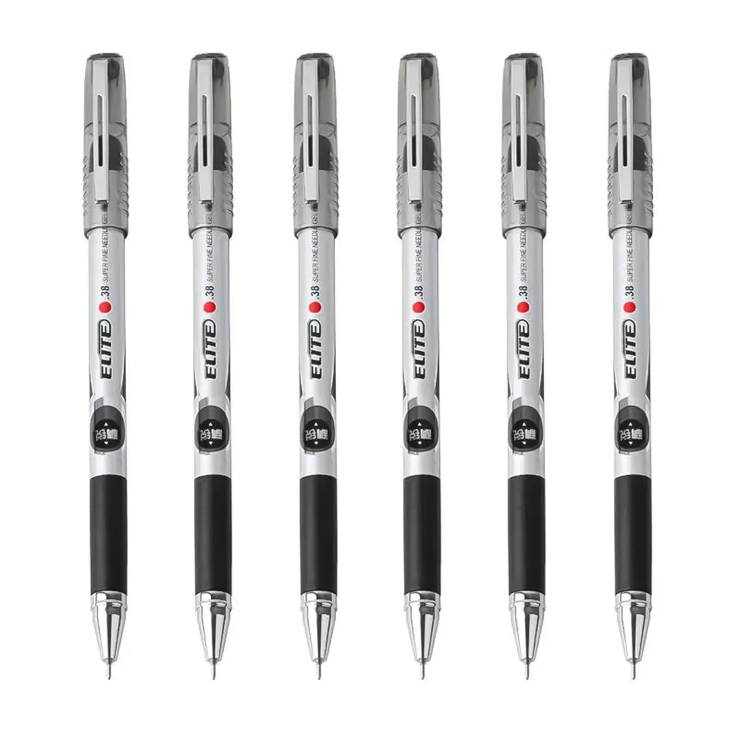 Baoke Elite Silver Body Black Ink Gel Pen-Pack Of 6