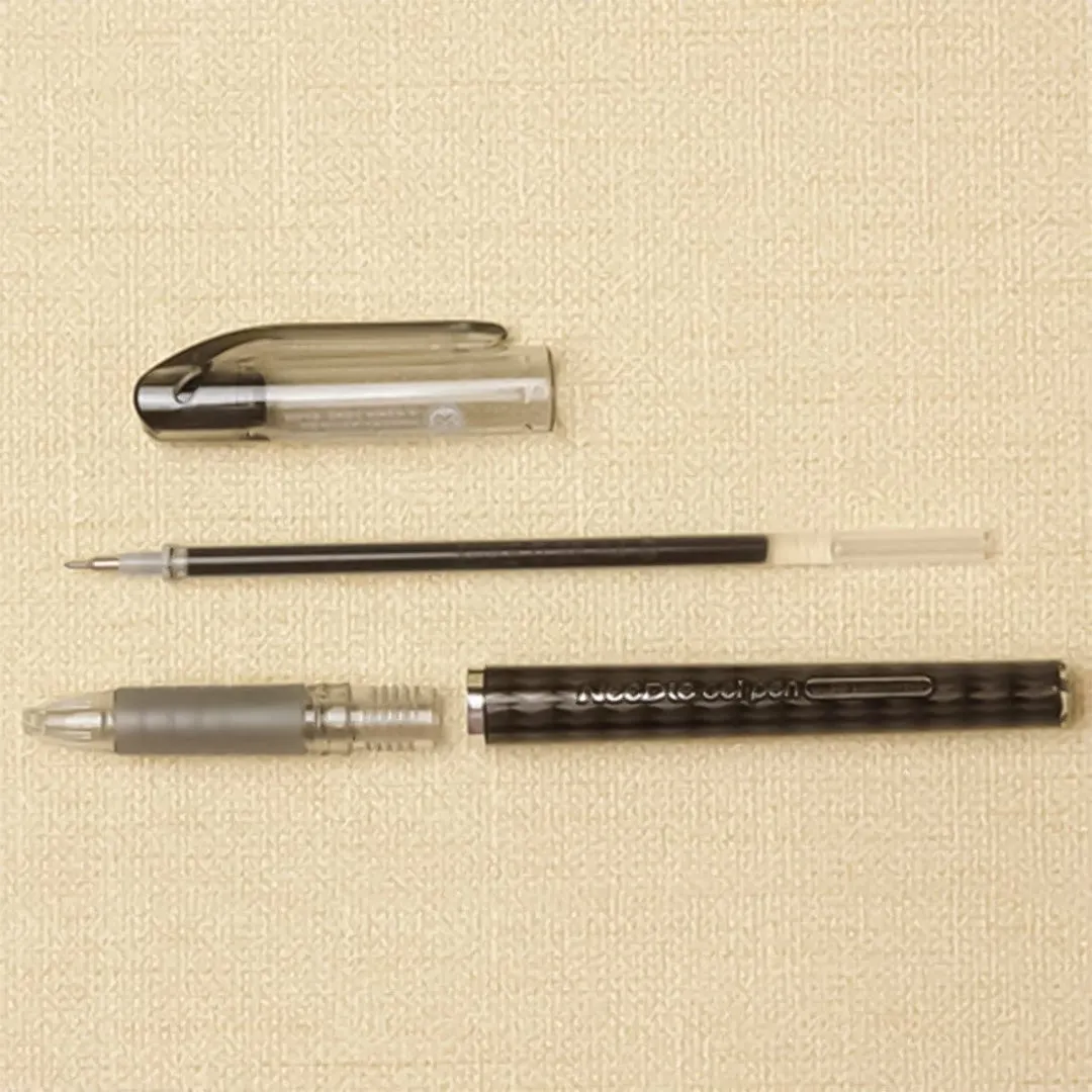 Baoke Needle Black Ink 0.38mm Gel Pen (Pack Of 6)