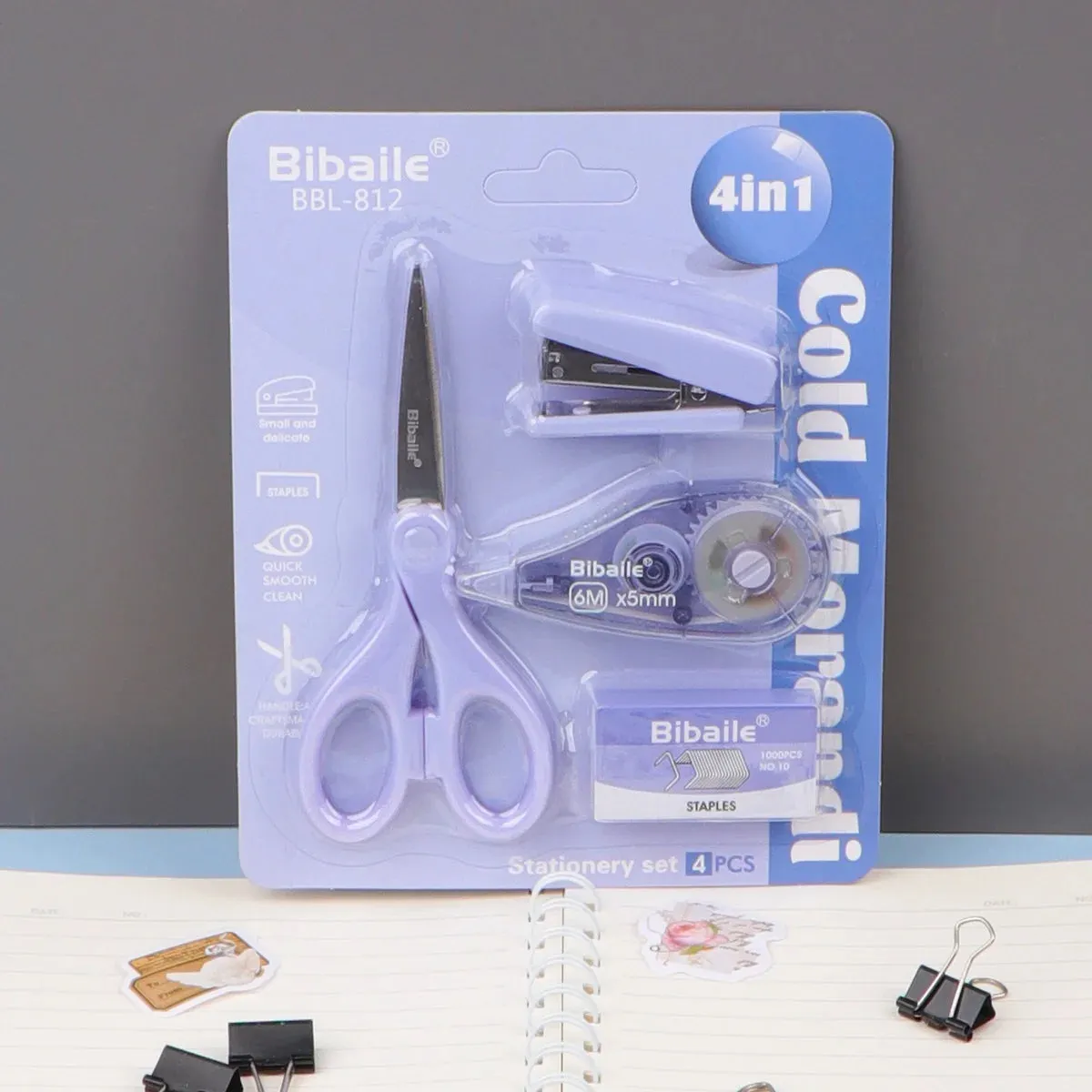 Bibaile 4 in 1 Cold Morandi Color Stationery Set