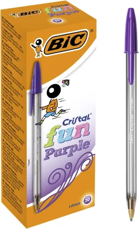 Bic Cristal Fun Ballpoint Pen Large Purple (20 Pack) 929055