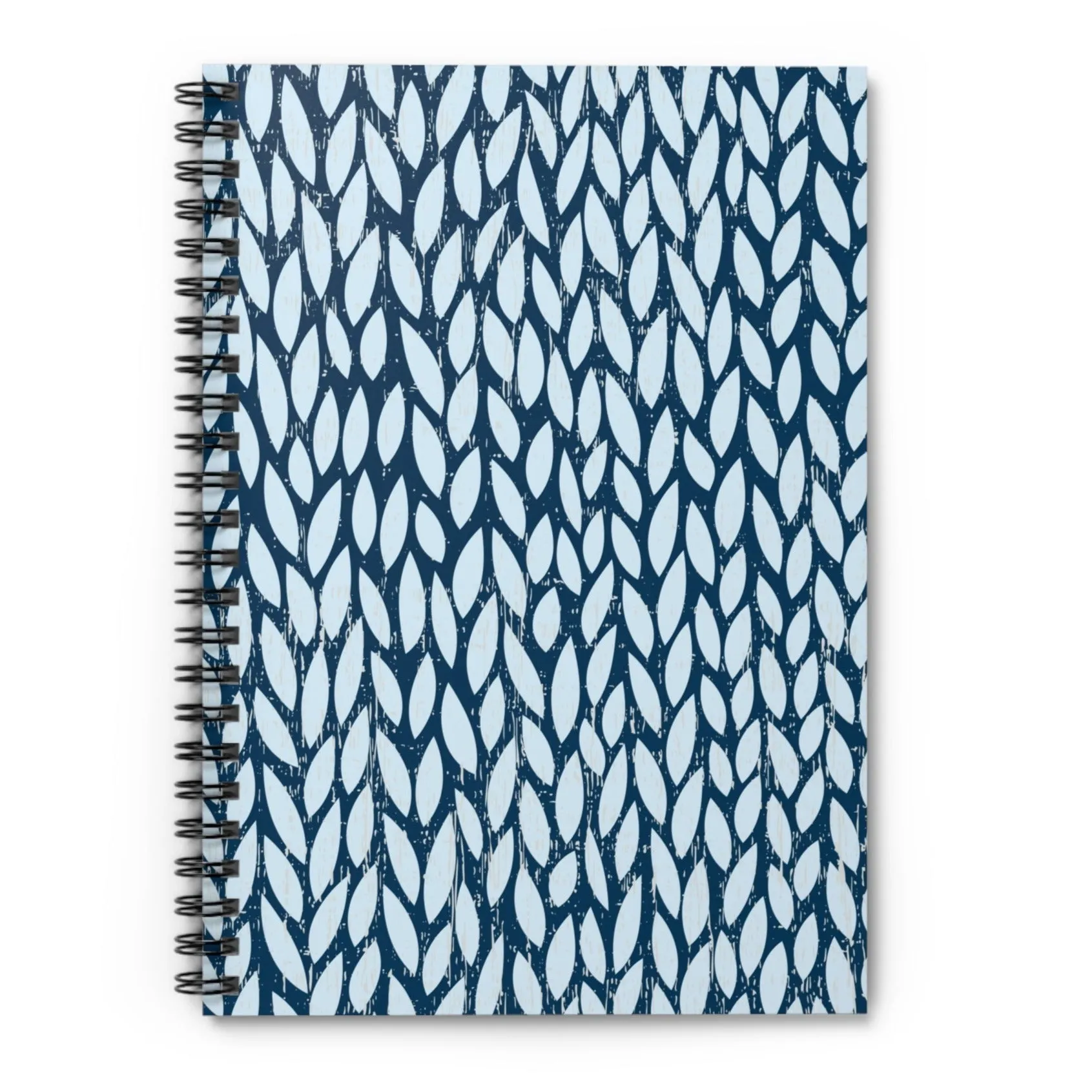 Blue and White Yarn Pattern Spiral Notebook - Ruled Line: Cozy Crafting Design