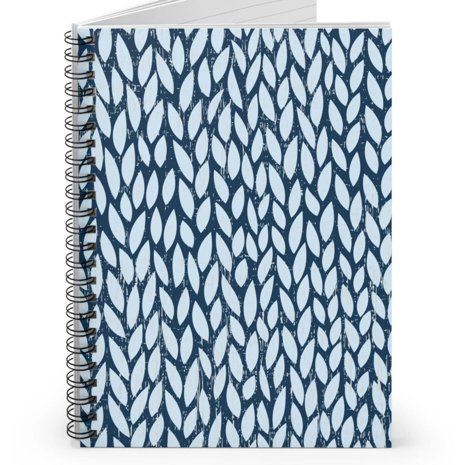 Blue and White Yarn Pattern Spiral Notebook - Ruled Line: Cozy Crafting Design