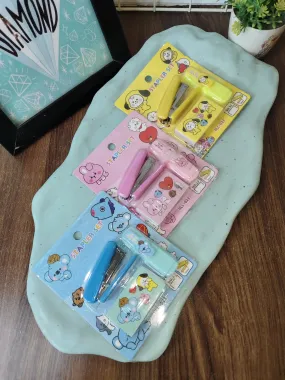 BTS cartoon character Stapler set with highlighter