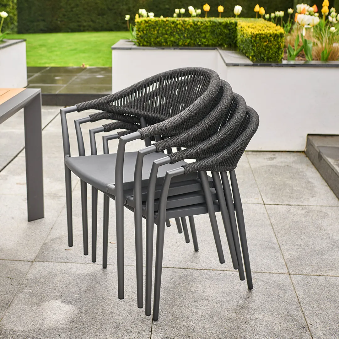 Cloverly 6 Seat Rope Oval Dining Set with Ceramic Table in Charcoal
