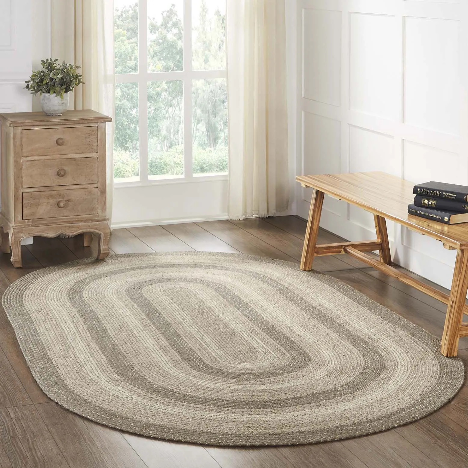Cobblestone Jute Rug Oval w/ Pad 60x96