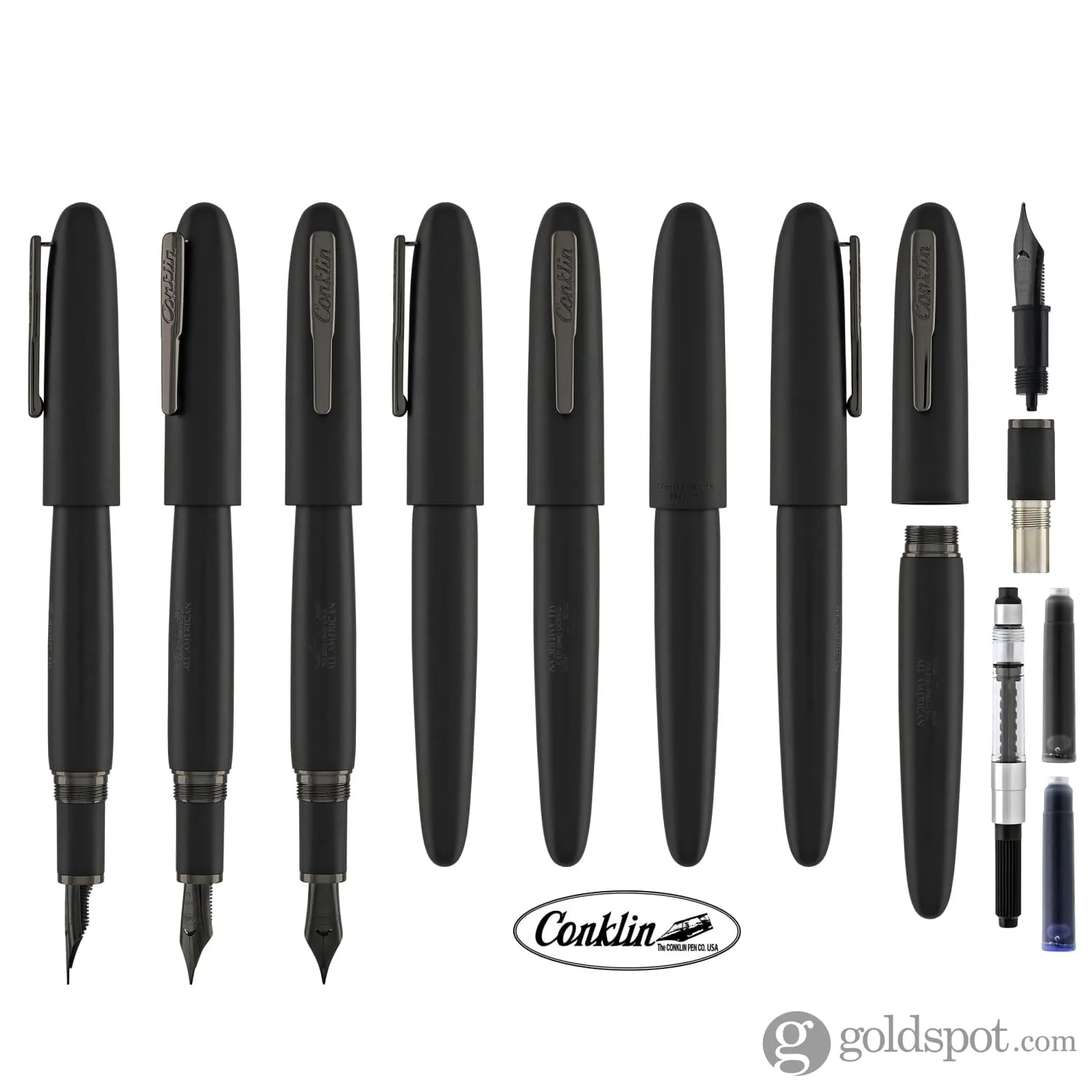 Conklin All American Fountain Pen in Matte Black with Gunmetal Trim
