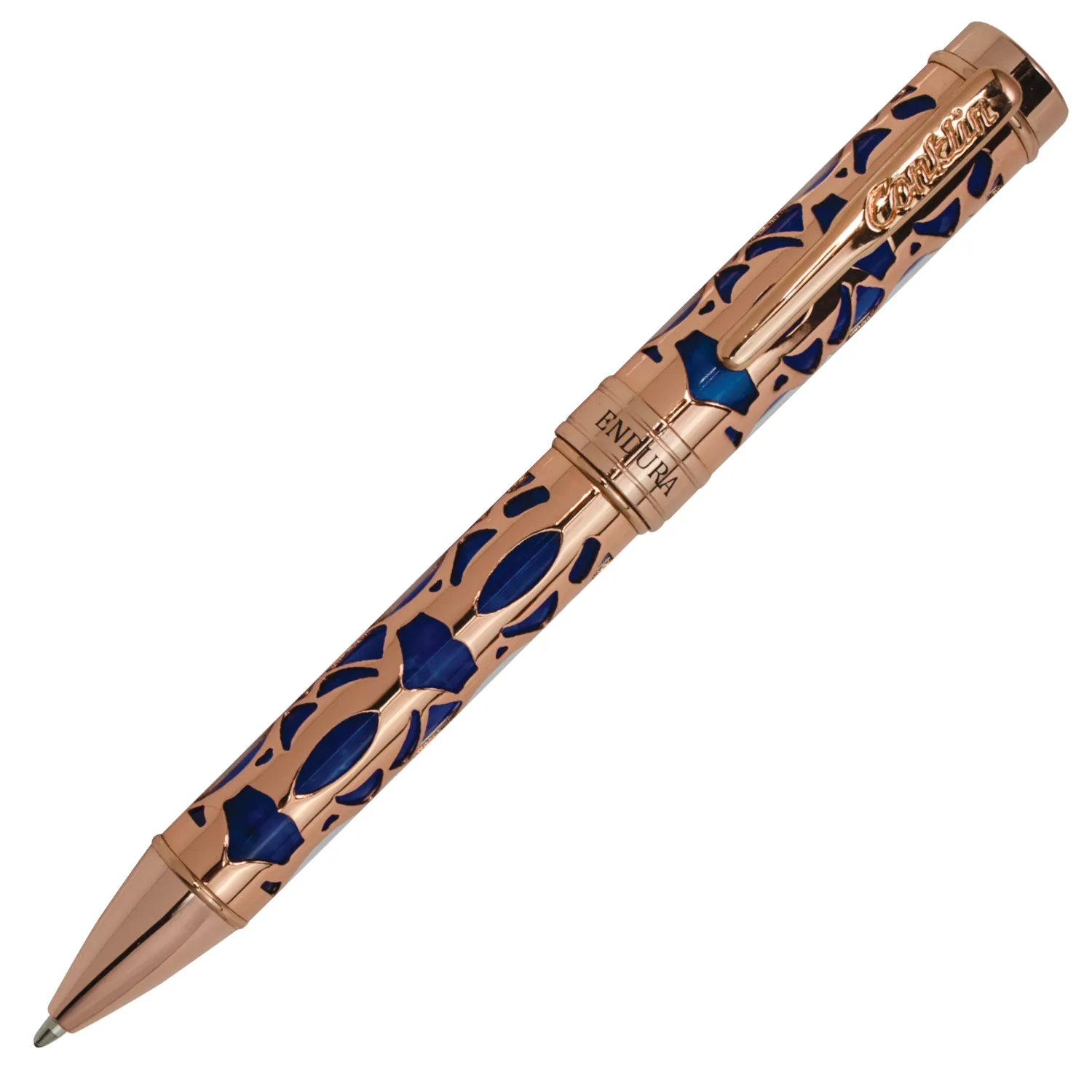 Conklin Endura Deco Crest Ballpoint Pen - Blue w/ Rosegold
