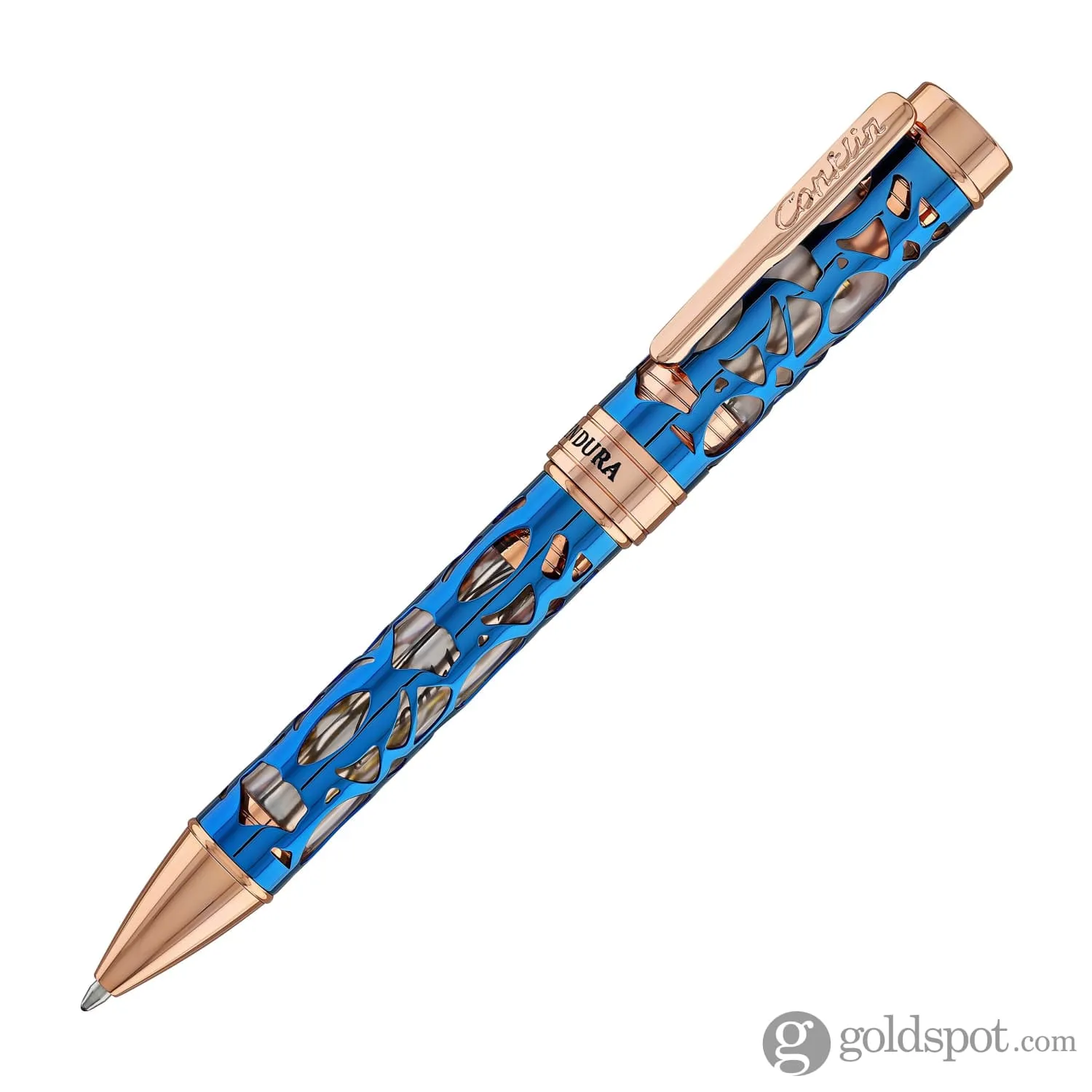 Conklin Endura Deco Crest Ballpoint Pen in Demo Blue with Rosegold Trim