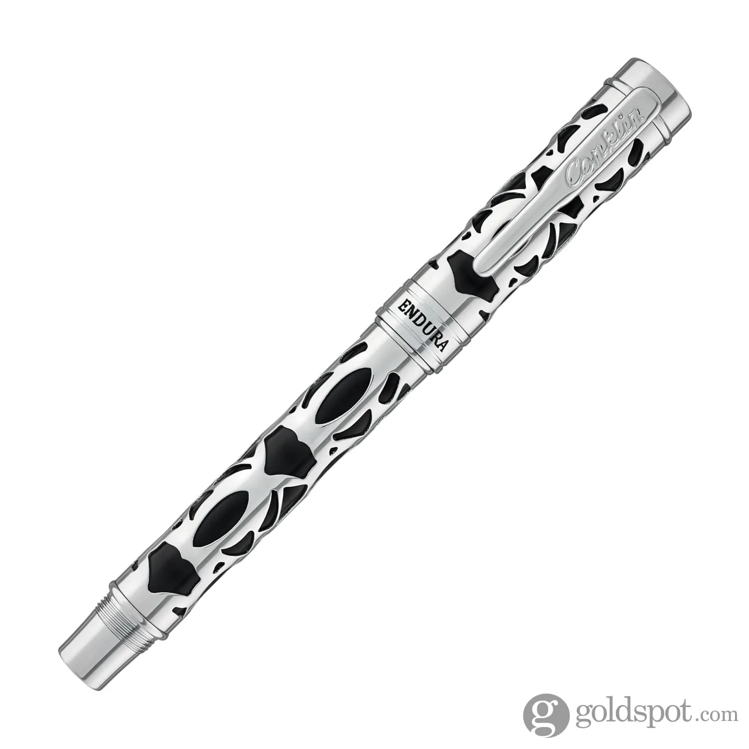 Conklin Endura Deco Crest Fountain Pen in Black with Chrome Trim