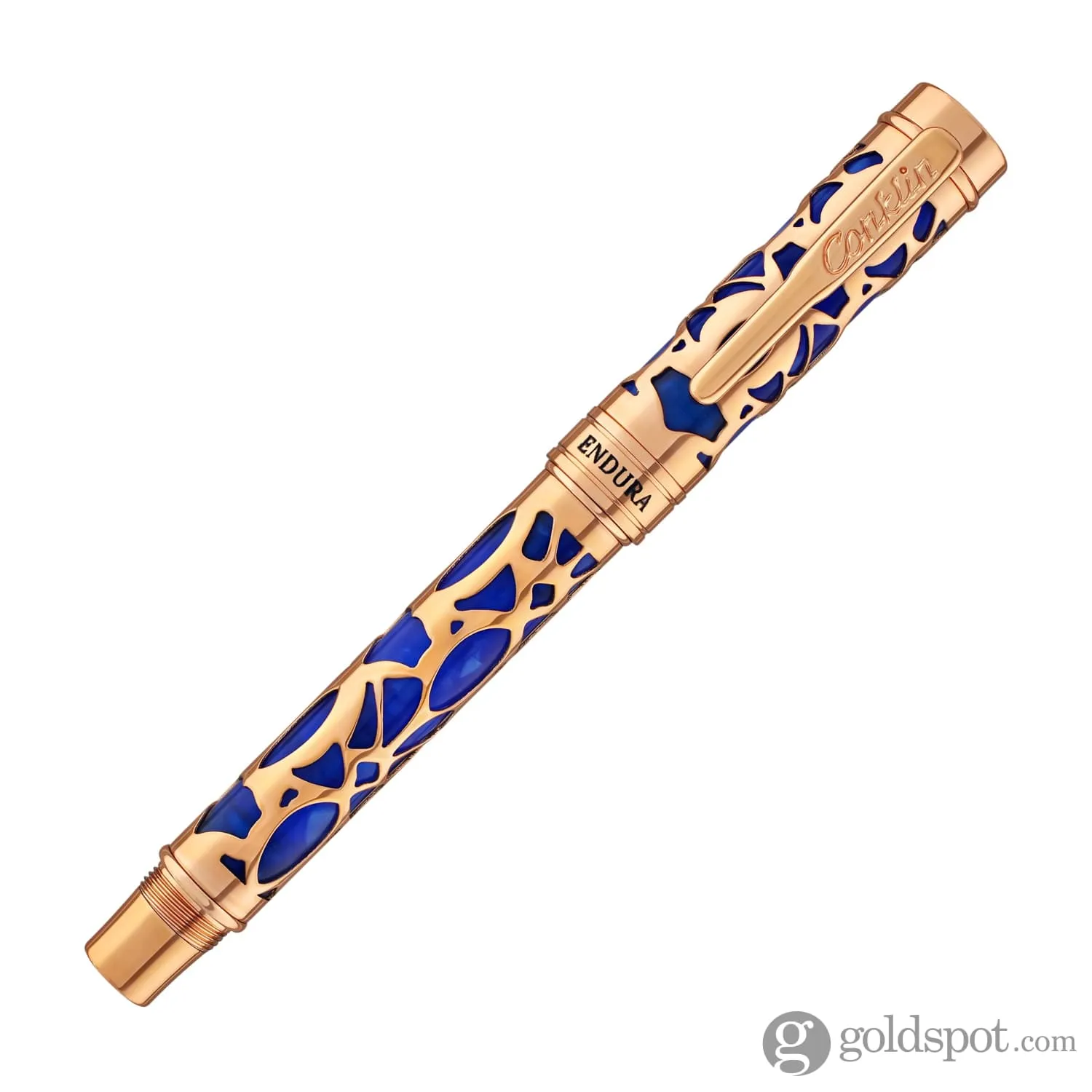 Conklin Endura Deco Crest Fountain Pen in Blue with Rosegold Trim