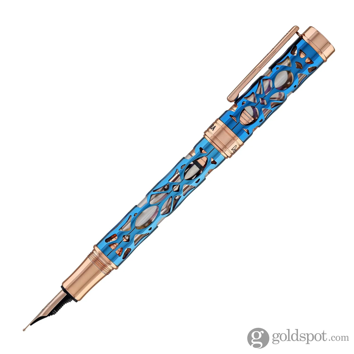 Conklin Endura Deco Crest Fountain Pen in Demo Blue with Rosegold Trim