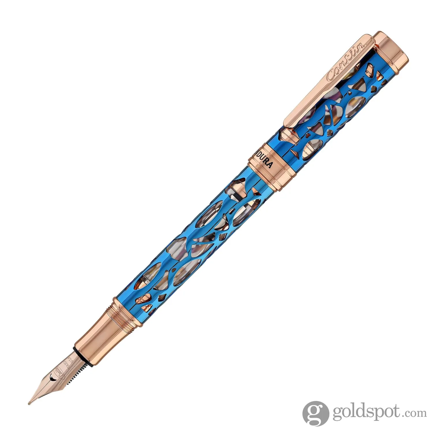 Conklin Endura Deco Crest Fountain Pen in Demo Blue with Rosegold Trim