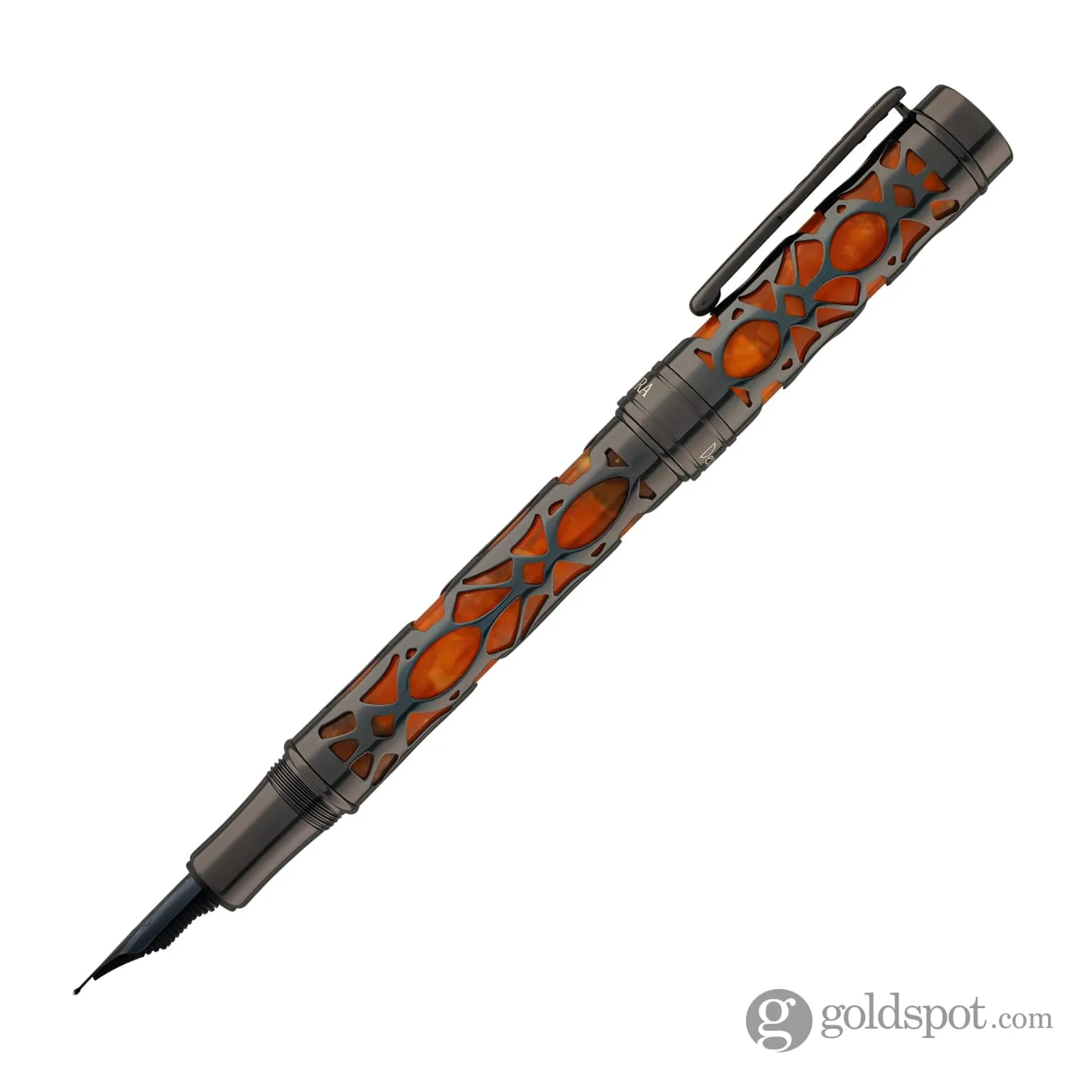 Conklin Endura Deco Crest Fountain Pen in Orange with Gunmetal Trim