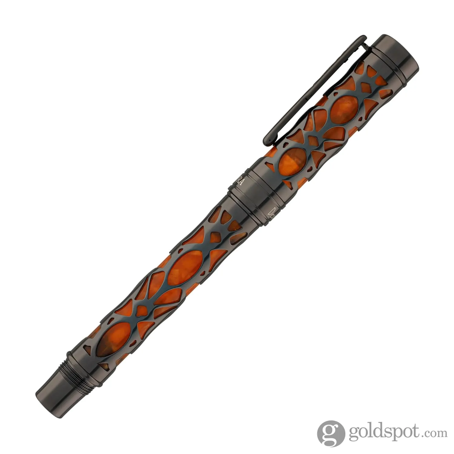 Conklin Endura Deco Crest Fountain Pen in Orange with Gunmetal Trim
