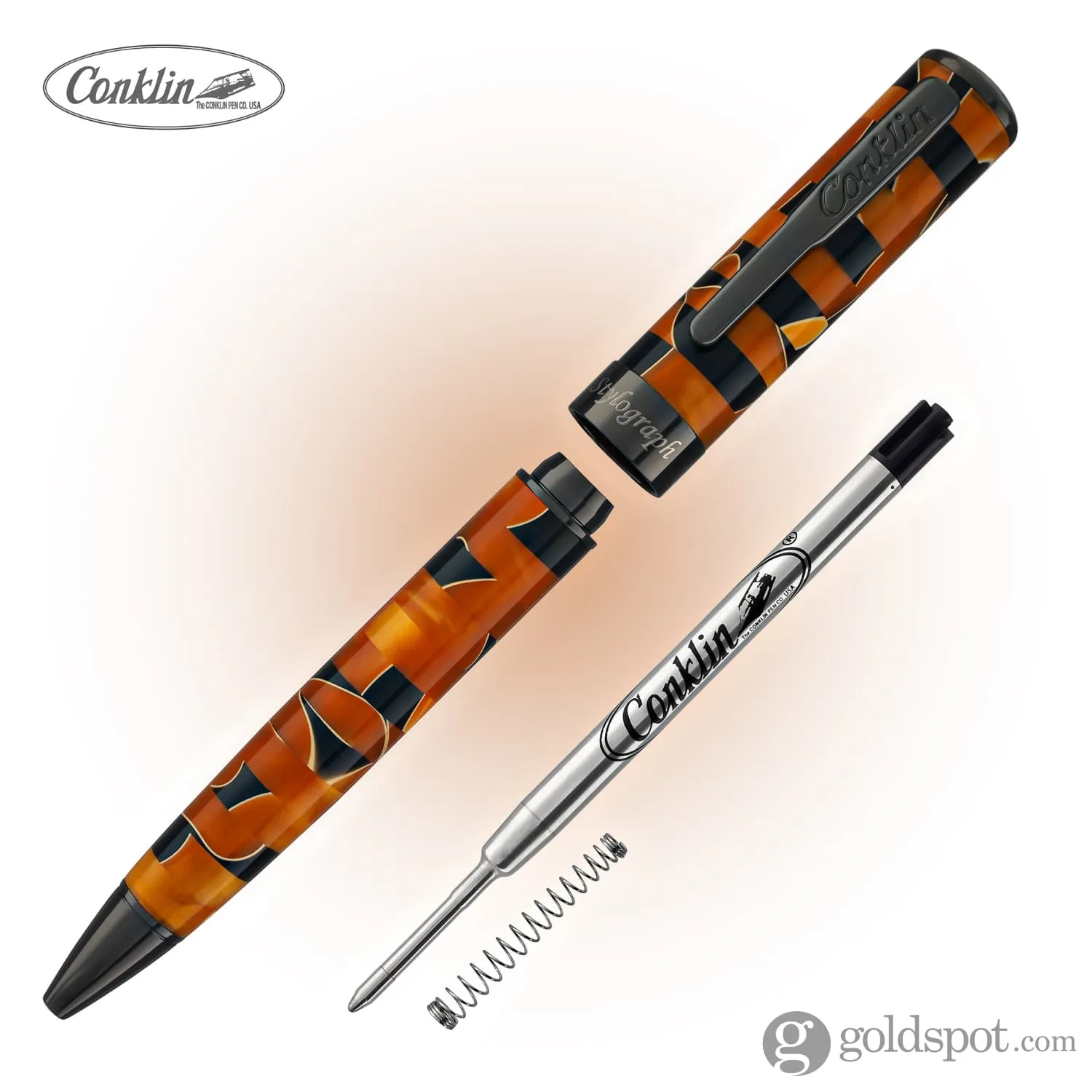 Conklin Stylograph Mosaic Ballpoint Pen in Orange/Black