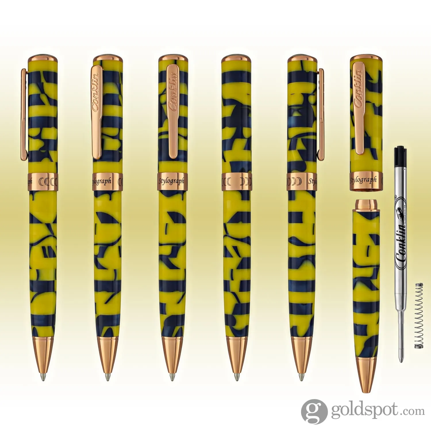 Conklin Stylograph Mosaic Ballpoint Pen in Yellow/Blue