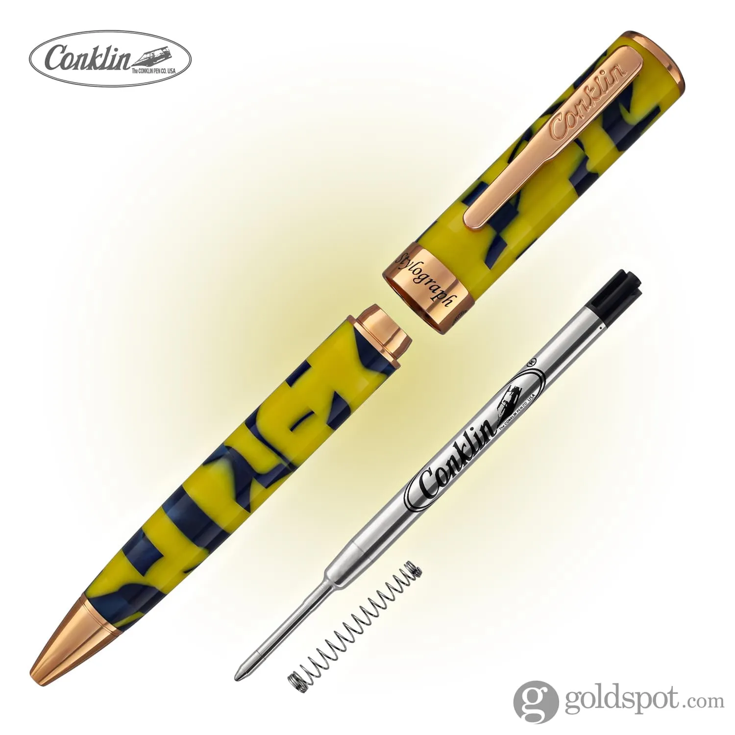 Conklin Stylograph Mosaic Ballpoint Pen in Yellow/Blue