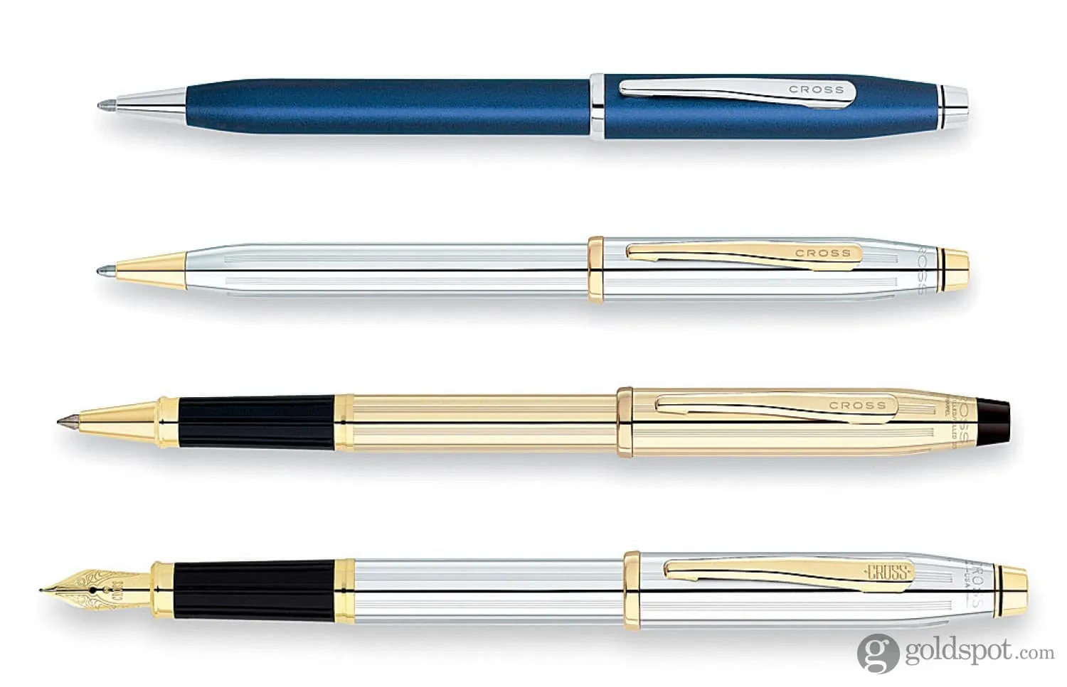Cross Century II Ballpoint Pen in Medalist Chrome with Gold Trim