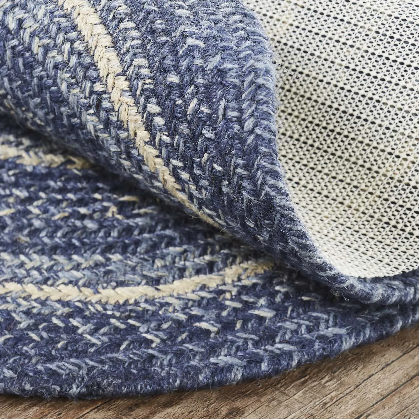 Great Falls Blue Jute Rug Oval w/ Pad 60x96