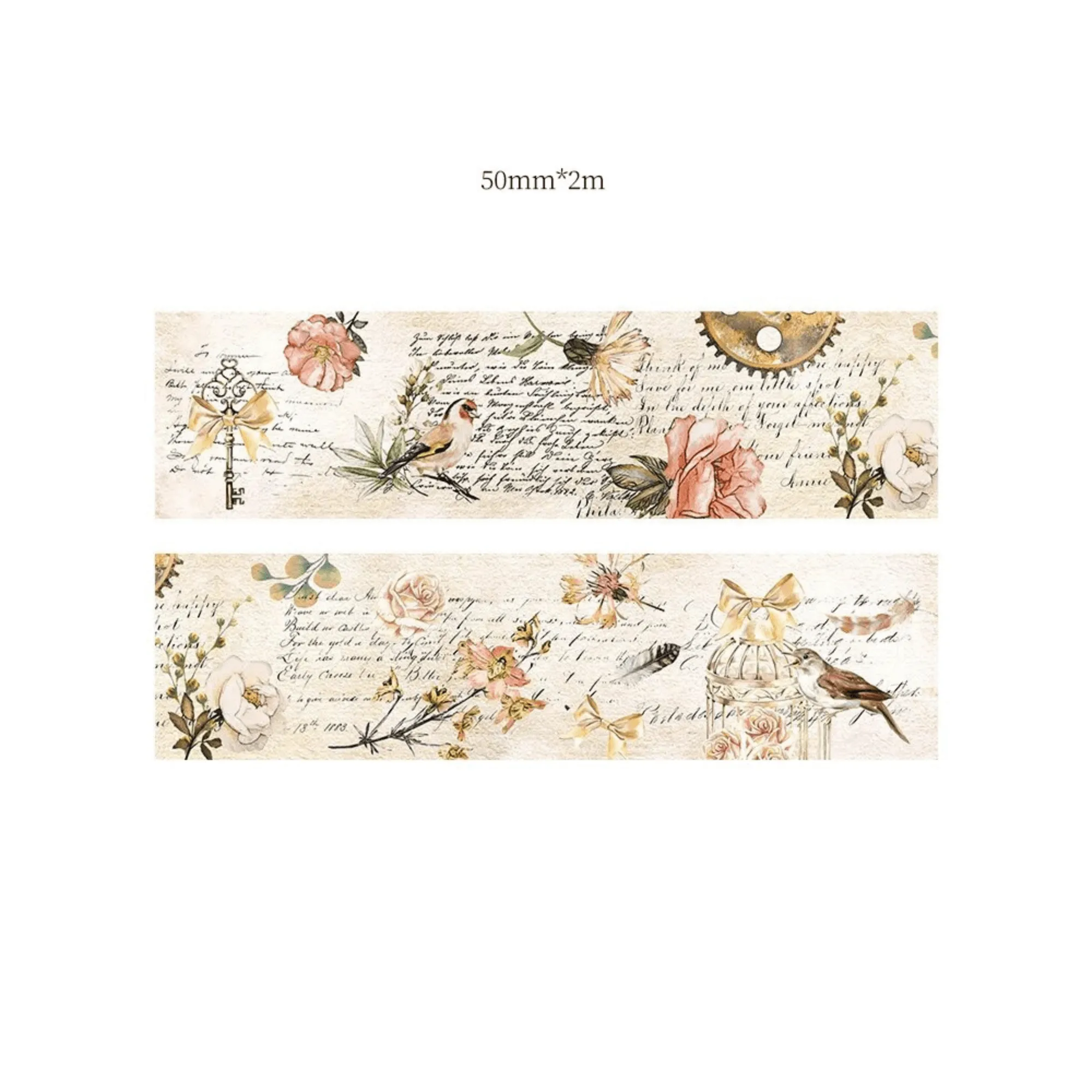Handwritten Letter and Flower Adhesive Washi Tape