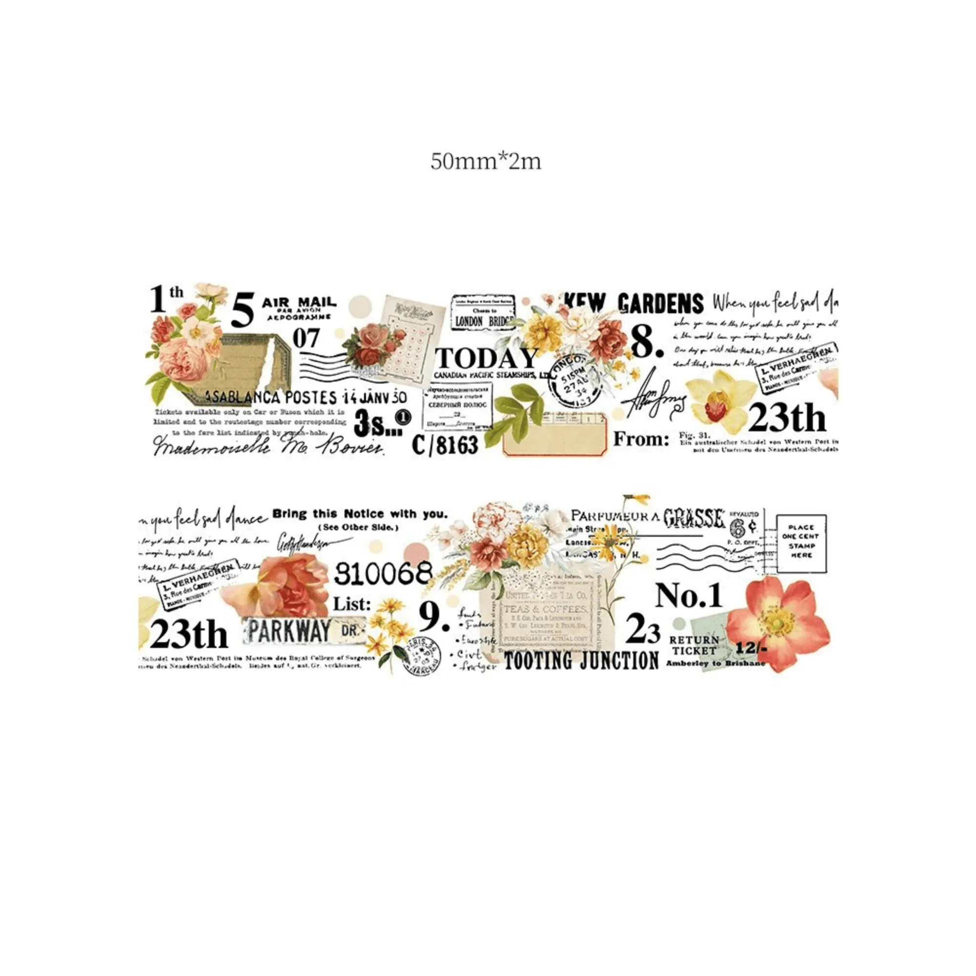 Handwritten Letter and Flower Adhesive Washi Tape