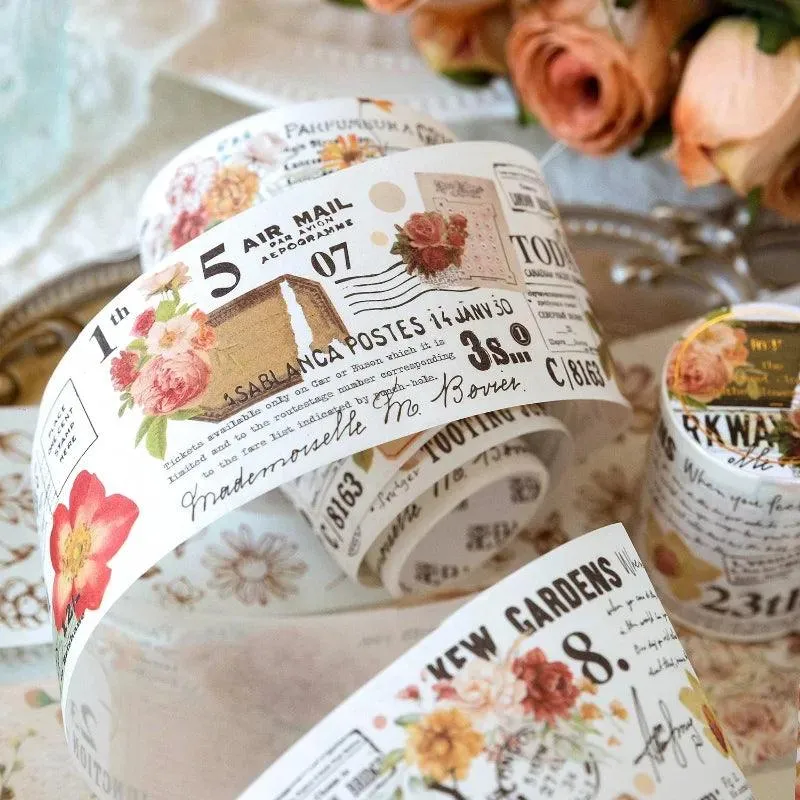 Handwritten Letter and Flower Adhesive Washi Tape