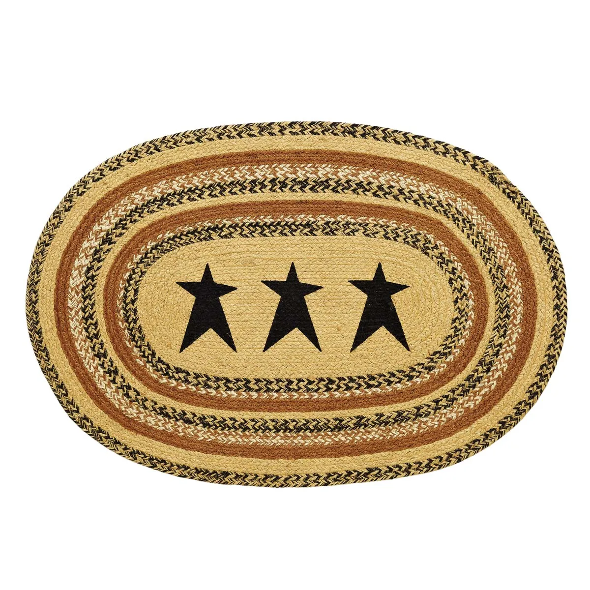 Kettle Grove Jute Rug Oval Stencil Stars 24x36