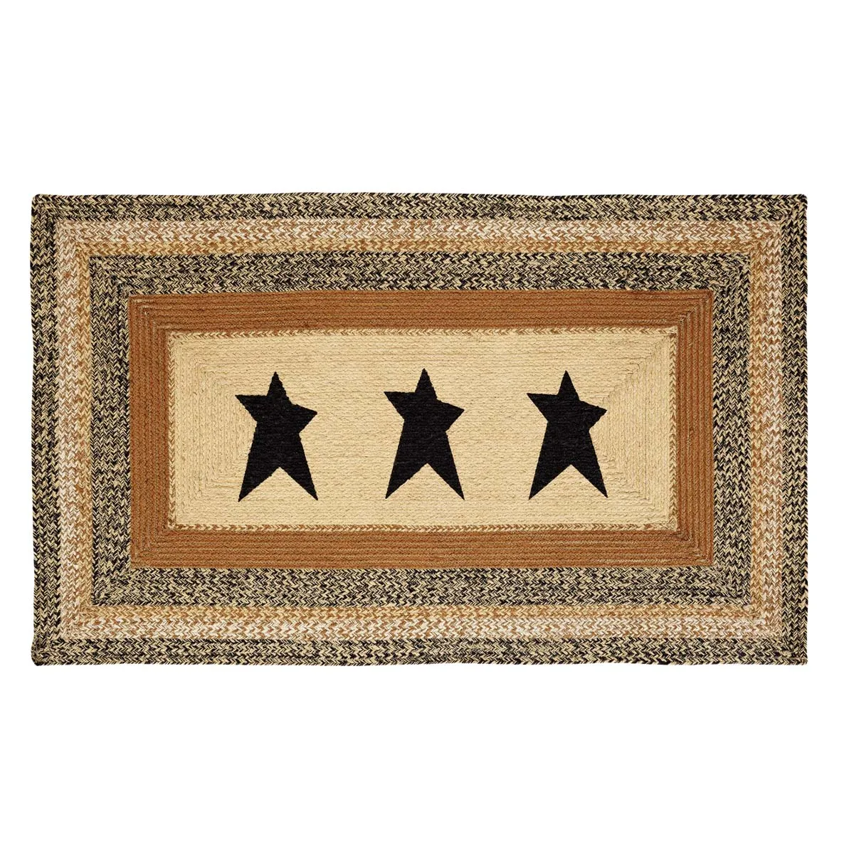 Kettle Grove Jute Rug Rect Stencil Star w/ Pad 36x60