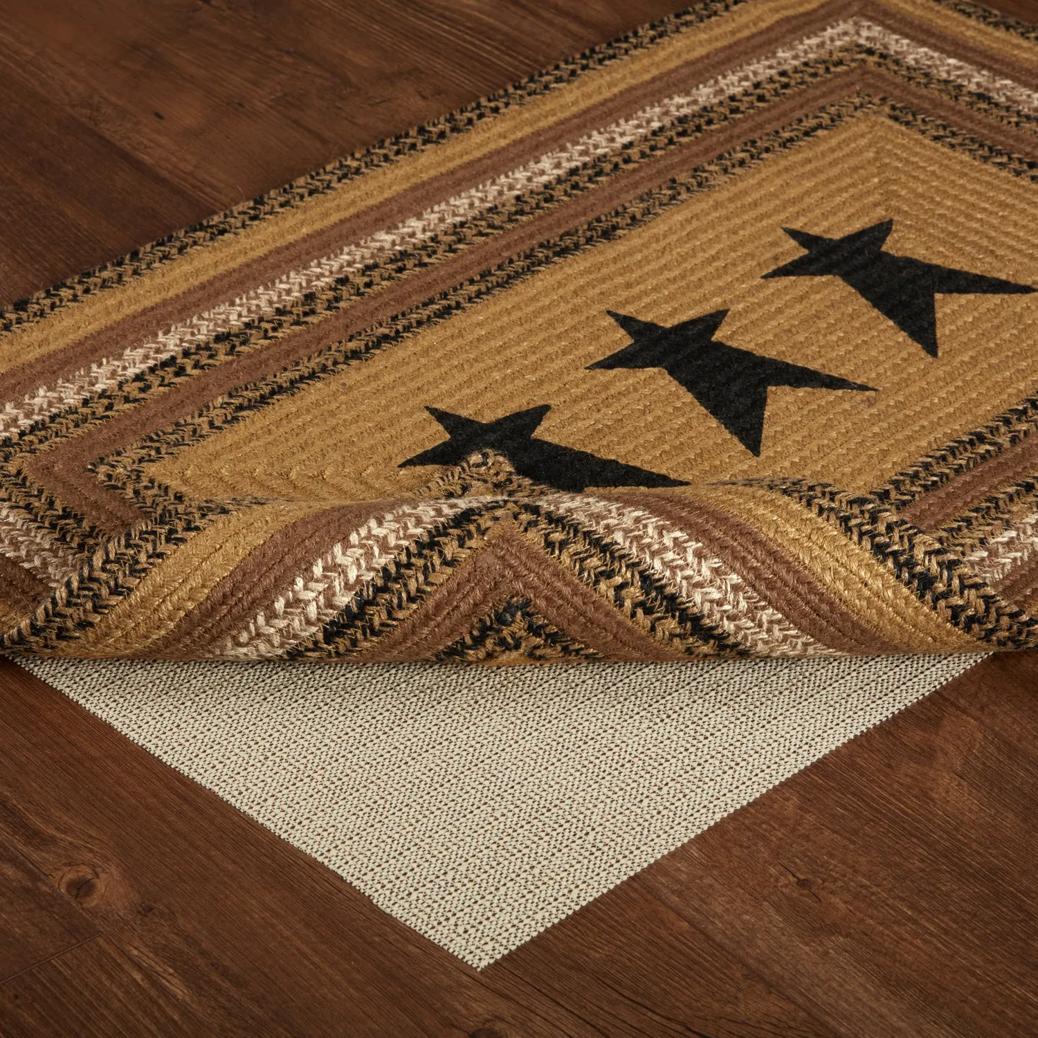 Kettle Grove Jute Rug Rect Stencil Star w/ Pad 36x60