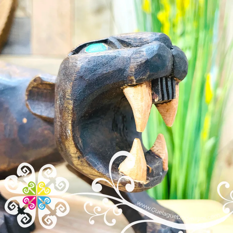 Large Mayan Jaguar - Hand Carve Wood Figure