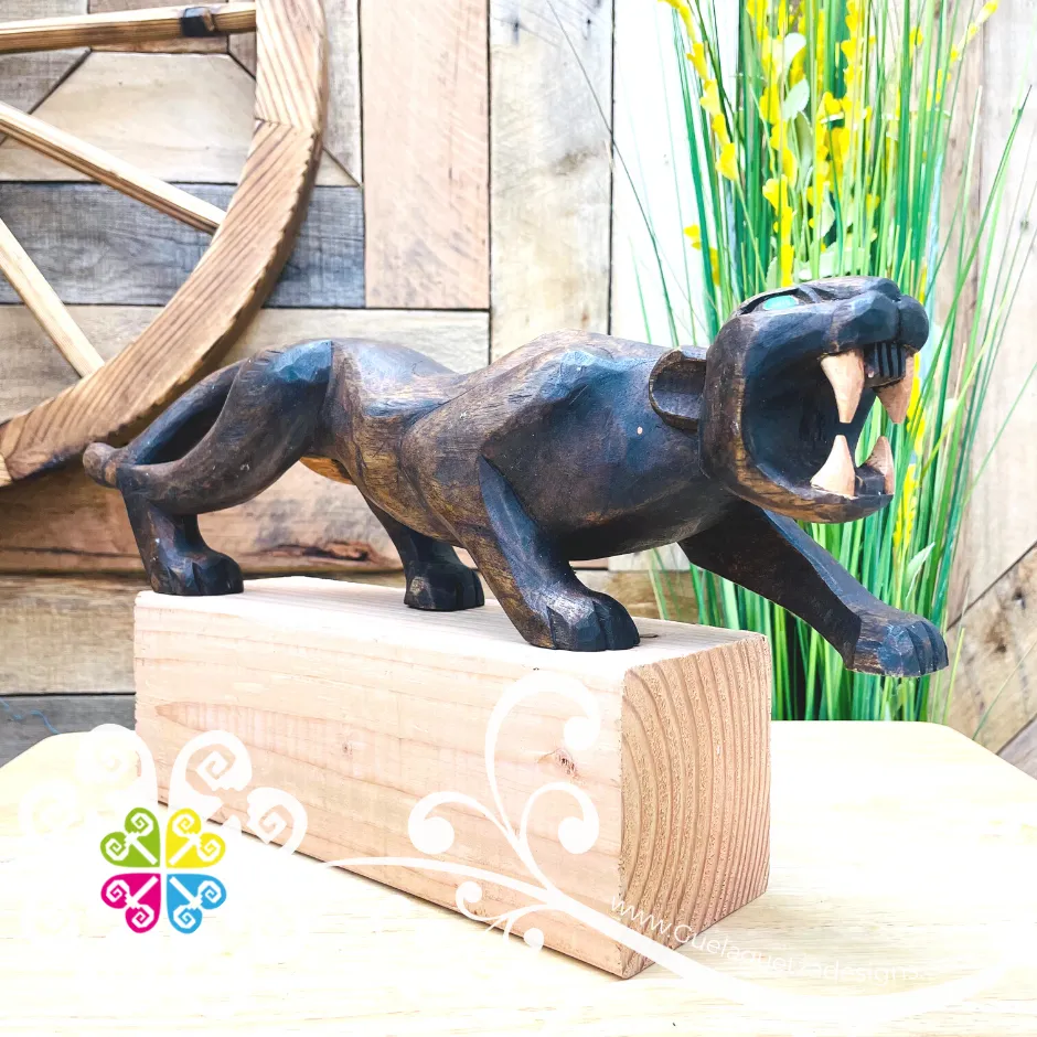 Large Mayan Jaguar - Hand Carve Wood Figure